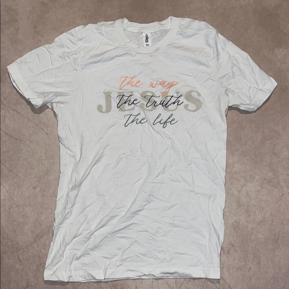 White Graphic Jesus T The Way The Truth The Life Cursive